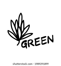 letras a mano y VERDE, concepto ecológico.