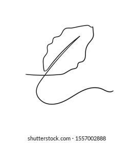 hand drawn leaf icon illustration with single line doodle concept vector
