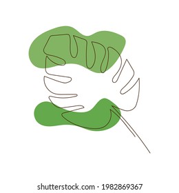 Handgezeichnetes Blatt, Linienkunst. Vektorgrafik für Wanddekoration, Postkarte oder Broschürendesign. 