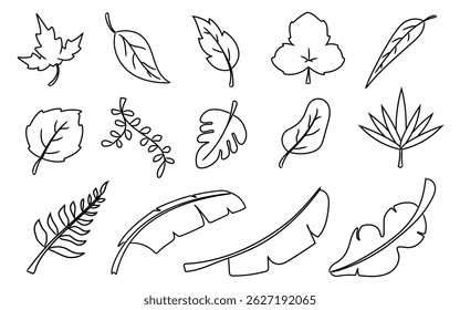 Hand Drawn Leaf Outline Collection for Nature and Botanical Design