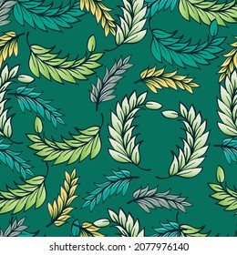 Hand Drawn Leaf Pattern Seamless. For web, print, home decoration, textile, wrapping paper, wall art, and many more.