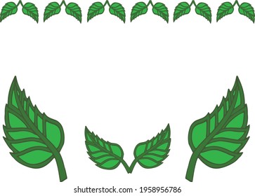 Hand drawn leaf plant green nature border background edge