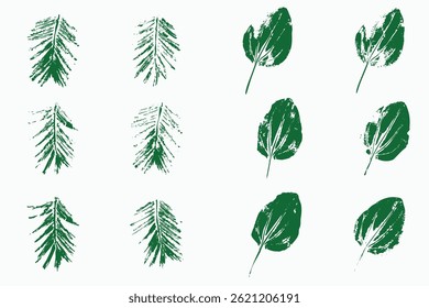 Hand Drawn Leaf Print Vector Set – Botanical Foliage Impressions for Eco-Friendly Design