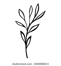 Handgezeichnetes Blatt des Rhododendronbaums. Vektorillustration.