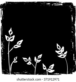 Hand drawn leaf silhouettes on black. Vector illustration