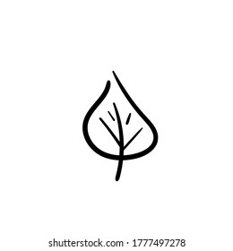 Hand drawn leaf. Simple vector icon