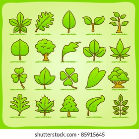 hand drawn leaf ,tree,eco icons