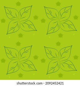 hand drawn leaf vector of silhouette branches abstract on green background texture seamless pattern with star and water drop graphic design, symbol of spring season. print textile concept