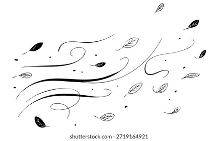 Hand drawn leaf wind