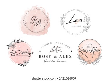 Hand Drawn Leaf Wreath Logo Design