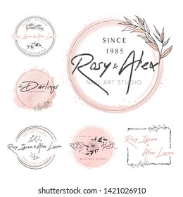 Hand Drawn Leaf Wreath Logo Design