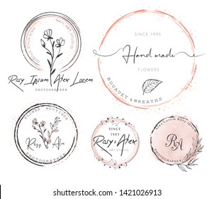 Hand Drawn Leaf Wreath Logo Design