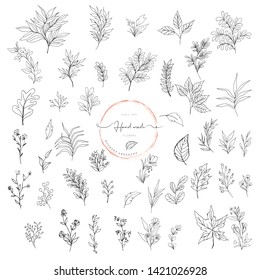 Hand Drawn Leaf Wreath Logo Design