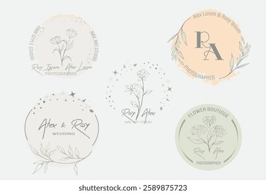  Hand Drawn Leaf Wreath Logo Design