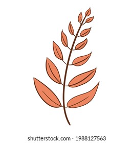 Hand drawn leaf yellow and orange colorful. Isolated on white background. Vector botanical illustration. Hand-drawn doodle autumn elements. 