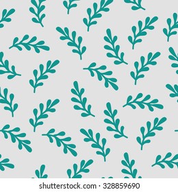 Hand drawn leafs seamless pattern. Cute, colorful vector herbal pattern for postcard and poster modern design. Pattern for textile, wrapping paper, hand drawn style backgrounds.