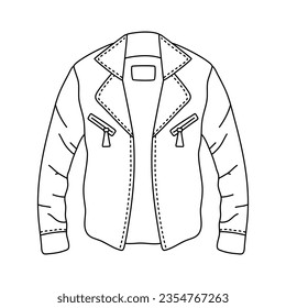 Hand Drawn leather jackets for in doodle style isolated on white background