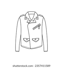 Chaquetas de cuero drenadas de mano para uso en forma de doodle aisladas sobre fondo blanco