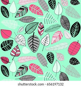 Hand drawn leave color vector set. Set Leaves. Vintage vector botanical illustration.