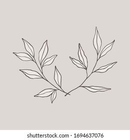 Hand drawn leaves arrangement. Vector botanical illustration, floral brush sketches