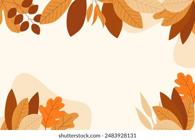 Handgezeichnete Blätter Herbst flache Design Hintergrund