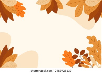 Hand Drawn Leaves Autumn Flat Design Background