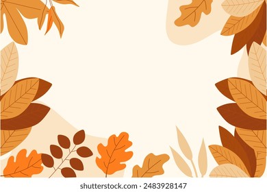 Hand Drawn Leaves Autumn Flat Design Background