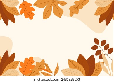 Hand Drawn Leaves Autumn Flat Design Background