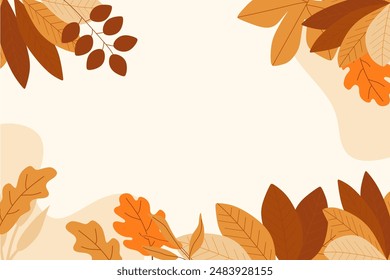 Hand Drawn Leaves Autumn Flat Design Background