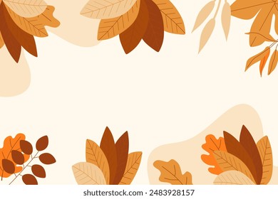 Hand Drawn Leaves Autumn Flat Design Background