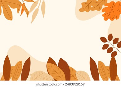 Hand Drawn Leaves Autumn Flat Design Background