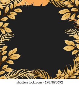 Hand drawn leaves background. Leaf frame illustration