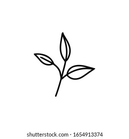 Handgezeichnete Blätter, flache Vektorillustration Symbol einzeln auf weißem Hintergrund.