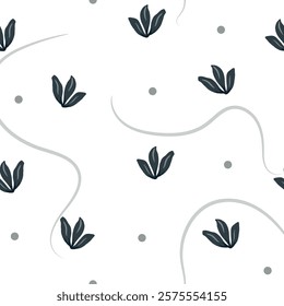 Hand drawn leaves floral seamless pattern for textile