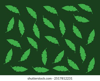 Hand Drawn Leaves with green Pattern  Background