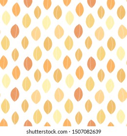 Hand drawn leaves on white background seamless pattern. Doodle stylized image. Sketch style. Autumn leaf fall. 