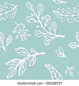 hand drawn leaves pattern. use for retro and nature theme design or illustration, wallpaper and other printed media