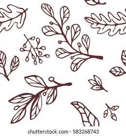 hand drawn leaves pattern. use for retro and nature theme design or illustration, wallpaper and other printed media