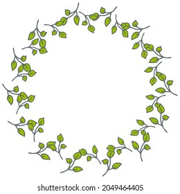 Hand drawn leaves round shape. Perfect for poster, greeting card and prints. Cartoon style vector illustration for decor and design.
