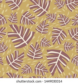 Hand drawn leaves seamless pattern. Simple design for fabric, textile print, wrapping paper, children textile. Vector illustration