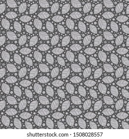 Hand drawn leaves. Seamless pattern. Doodle stylized image. Tempate for design fabric, backgrounds, wrapping paper, package, covers
