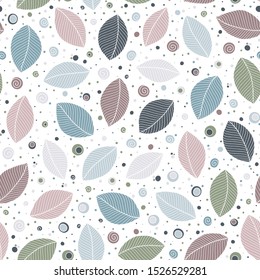 Hojas dibujadas a mano.Patrón sin problemas. Imagen estilizada con doodle. Estilo de esbozo. Fondo de caída de hojas de otoño. 