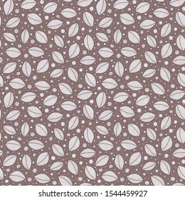 Hand drawn leaves. Seamless pattern. Doodle stylized image. Tempate for design fabric, backgrounds, wrapping paper, package, covers