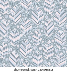 Hand drawn leaves. Seamless pattern. Doodle stylized image. Sketch style. Autumn leaf fall background. 
