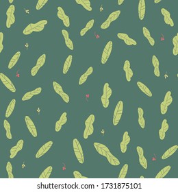 Hand drawn leaves seamless pattern. Simple floral vector background. Surface design. Isolated element. Vector design illustration. hand drawing