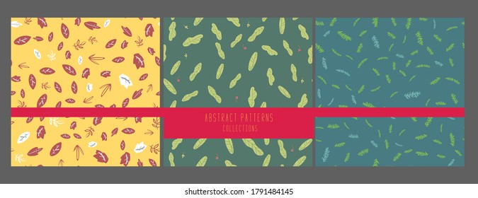 Las hojas dibujadas a mano son un patrón impecable. Fondo vectorial floral simple. Diseño superficial. Elemento aislado. Ilustración de diseño de vectores. establecer el dibujo a mano