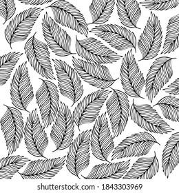 hand drawn leaves seamless pattern design