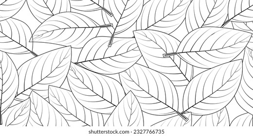 hand drawn leaves seamless pattern