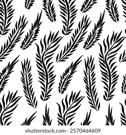 Hand drawn leaves seamless pattern. Modern seamless texture with leaf branch ornament. Vector trendy background for Fashionable surface design, textile, fabric, prints.
