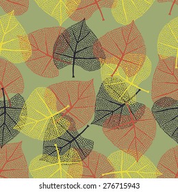 hand drawn leaves seamless pattern